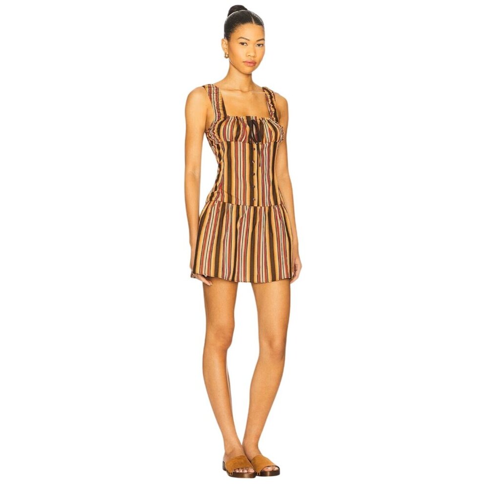 LIONESS Heart Shaped Mini Dress in Vintage Stripe Medium New Womens - Picture 3 of 12
